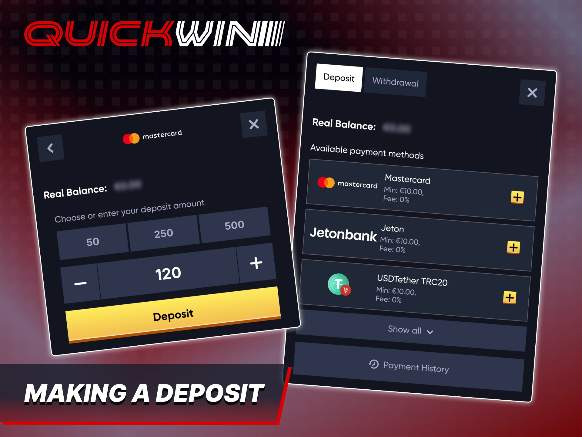 Making deposits through Quickwin app is an easy process.