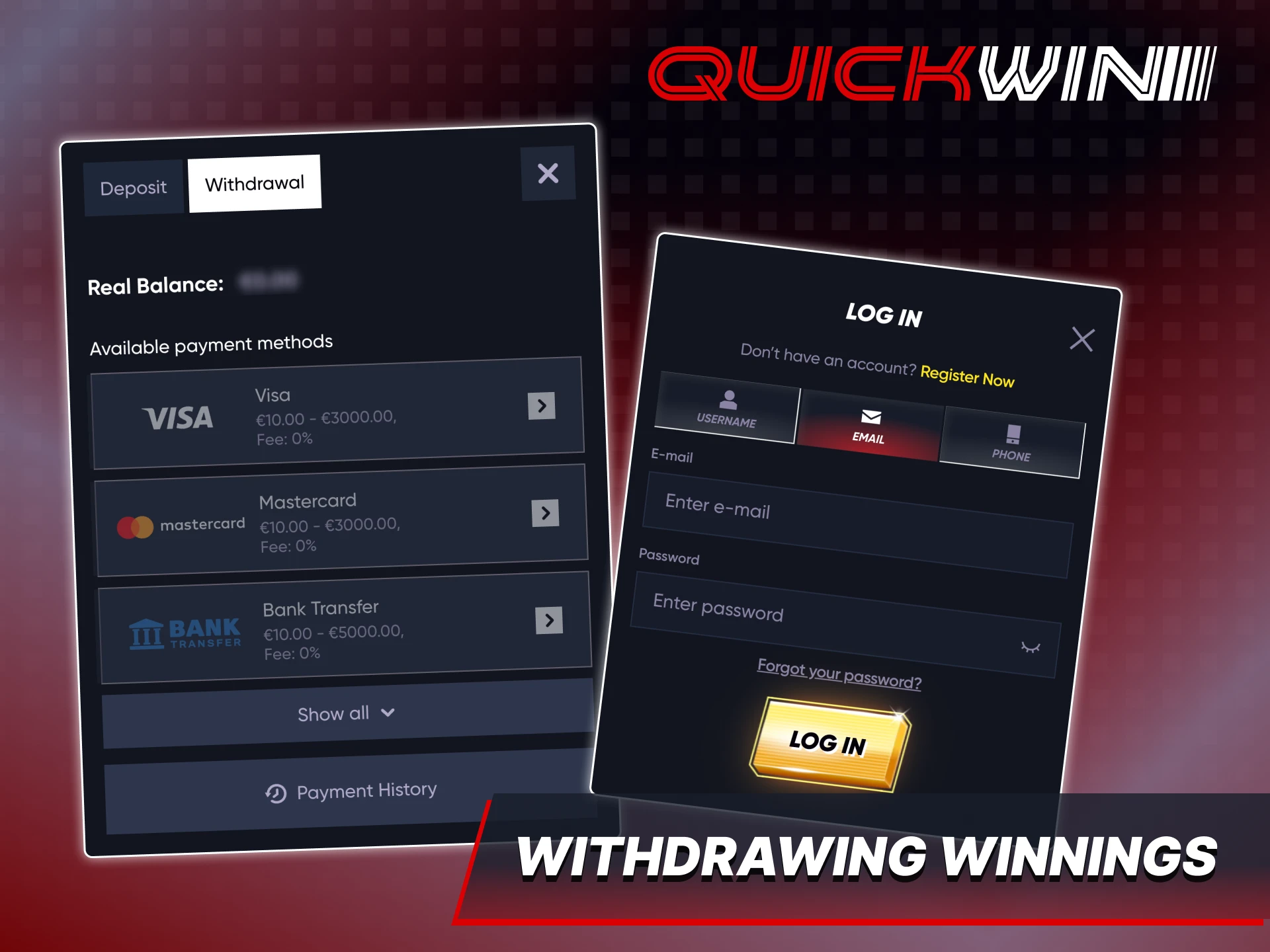 Withdraw your winnings secure with Quickwin app.