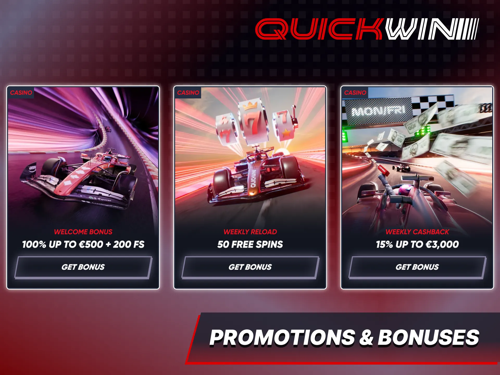 Get the generous rewards from Quickwin for playing casino.