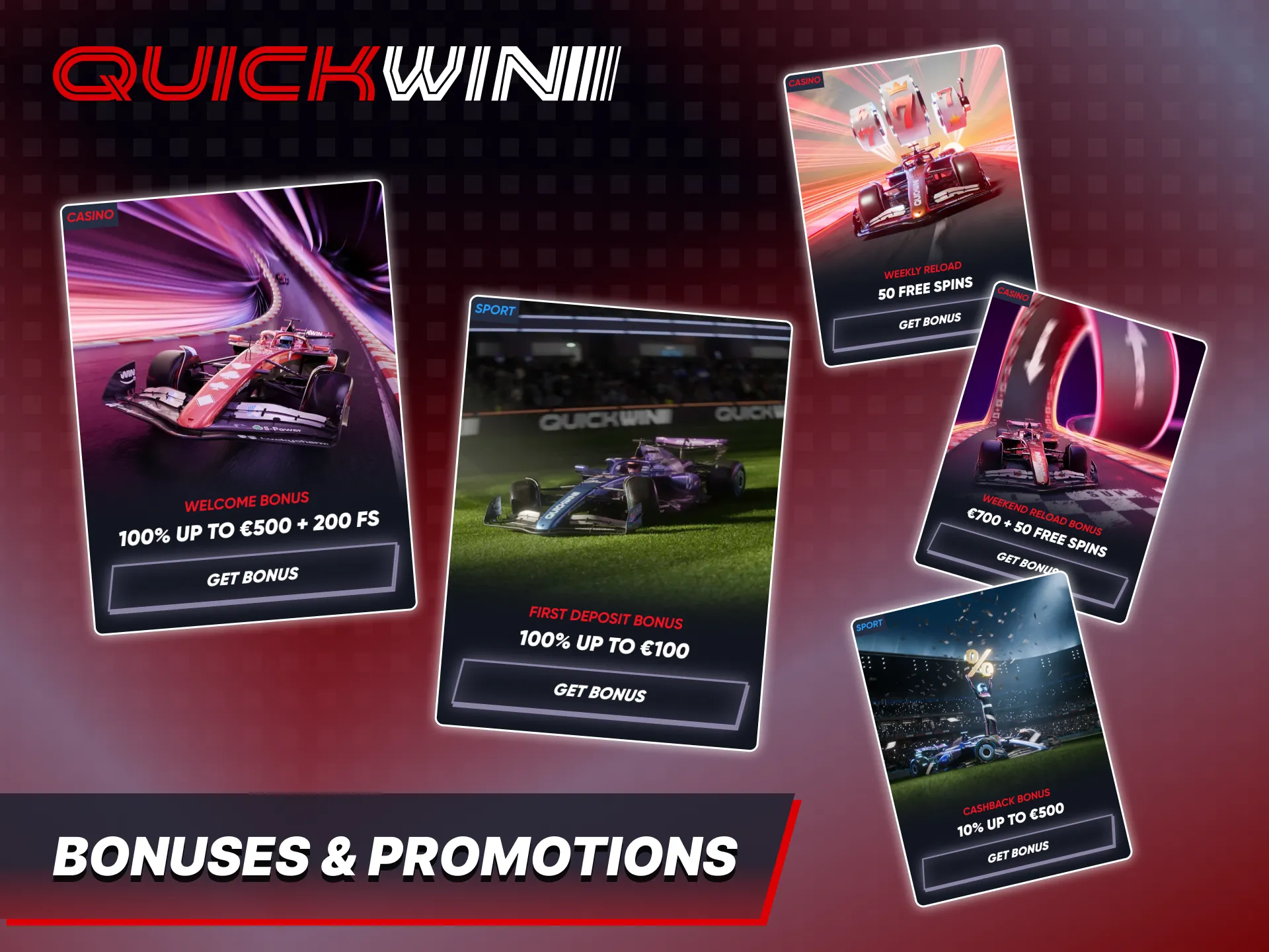 Quickwin platform offers a great deal of bonuses and promotions.