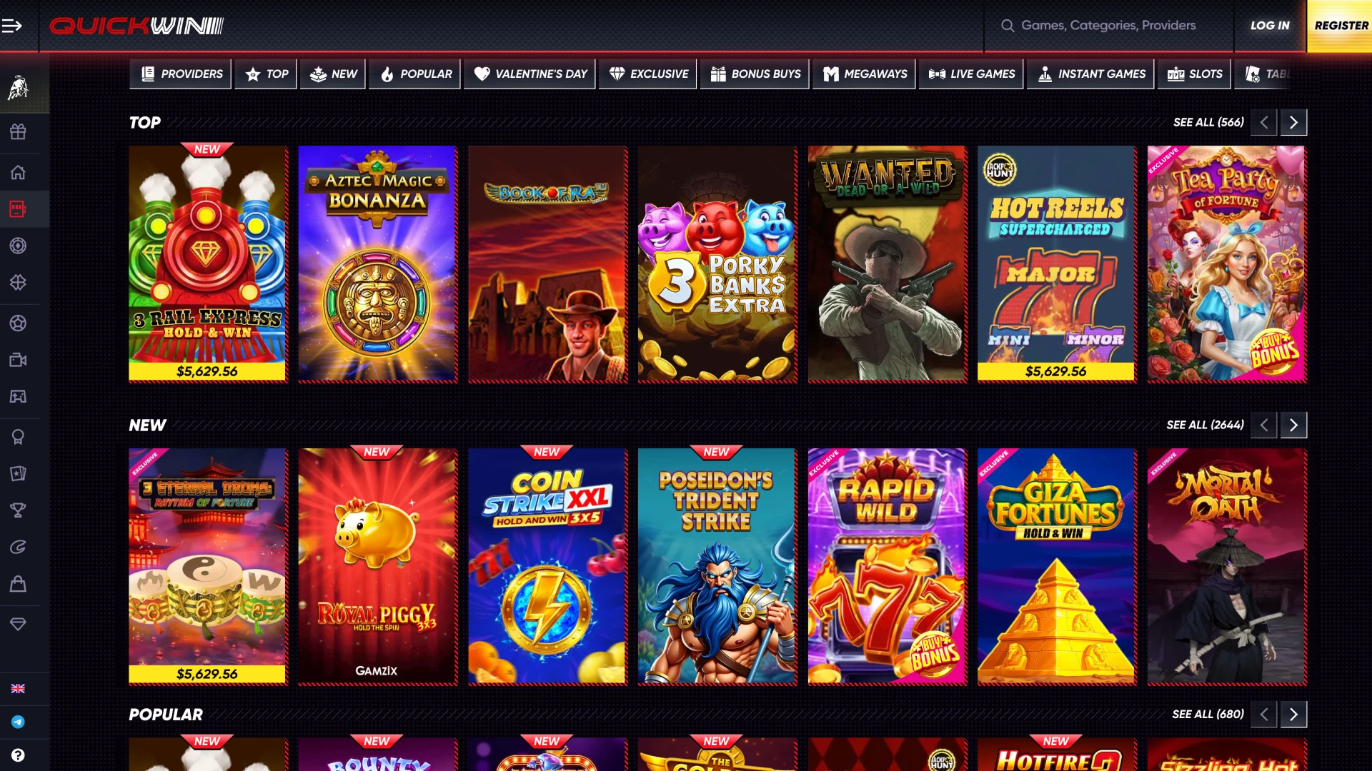 Explore a wide selection of casino games at Quickwin.