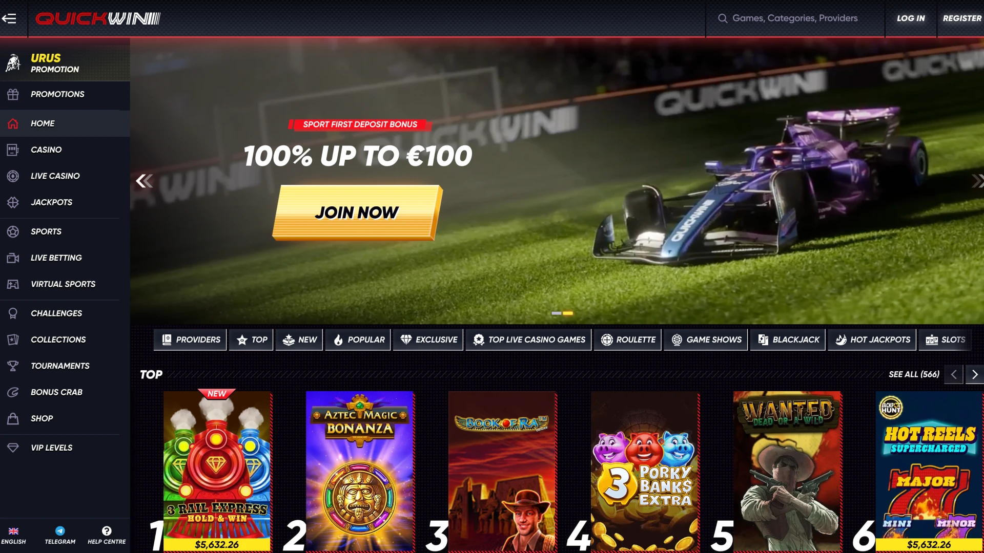 Open the main page of the Quickwin website.