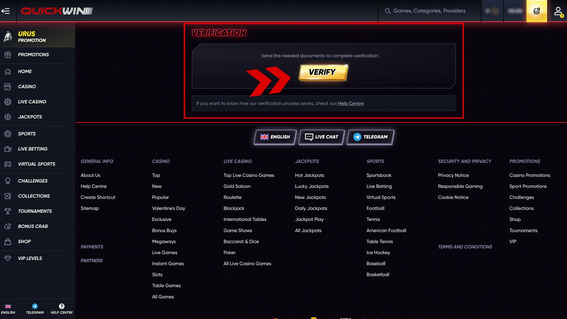 Send the needed documents to complete Quickwin verification.