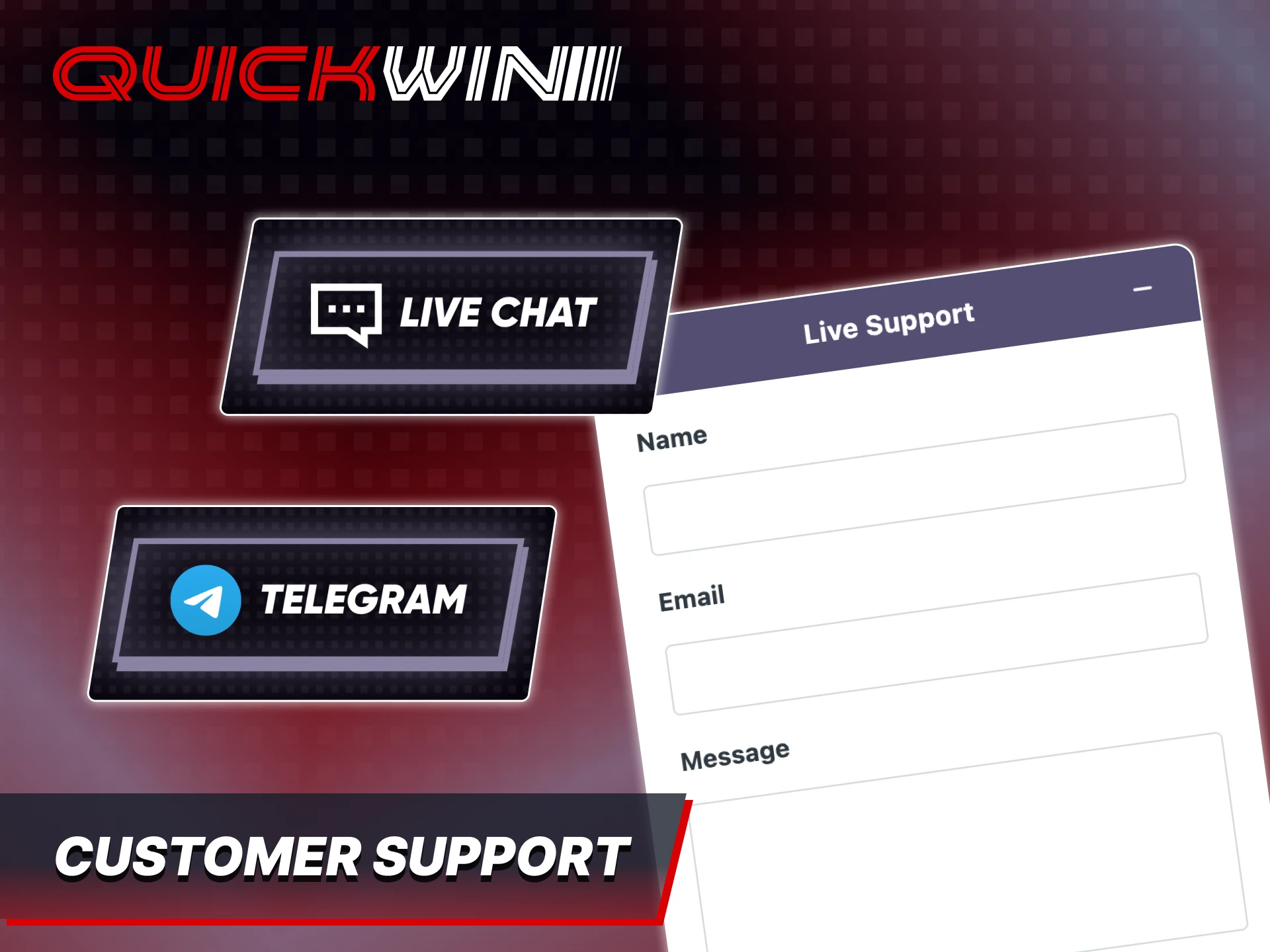 Contact Quickwin support team if you have any technical problems.