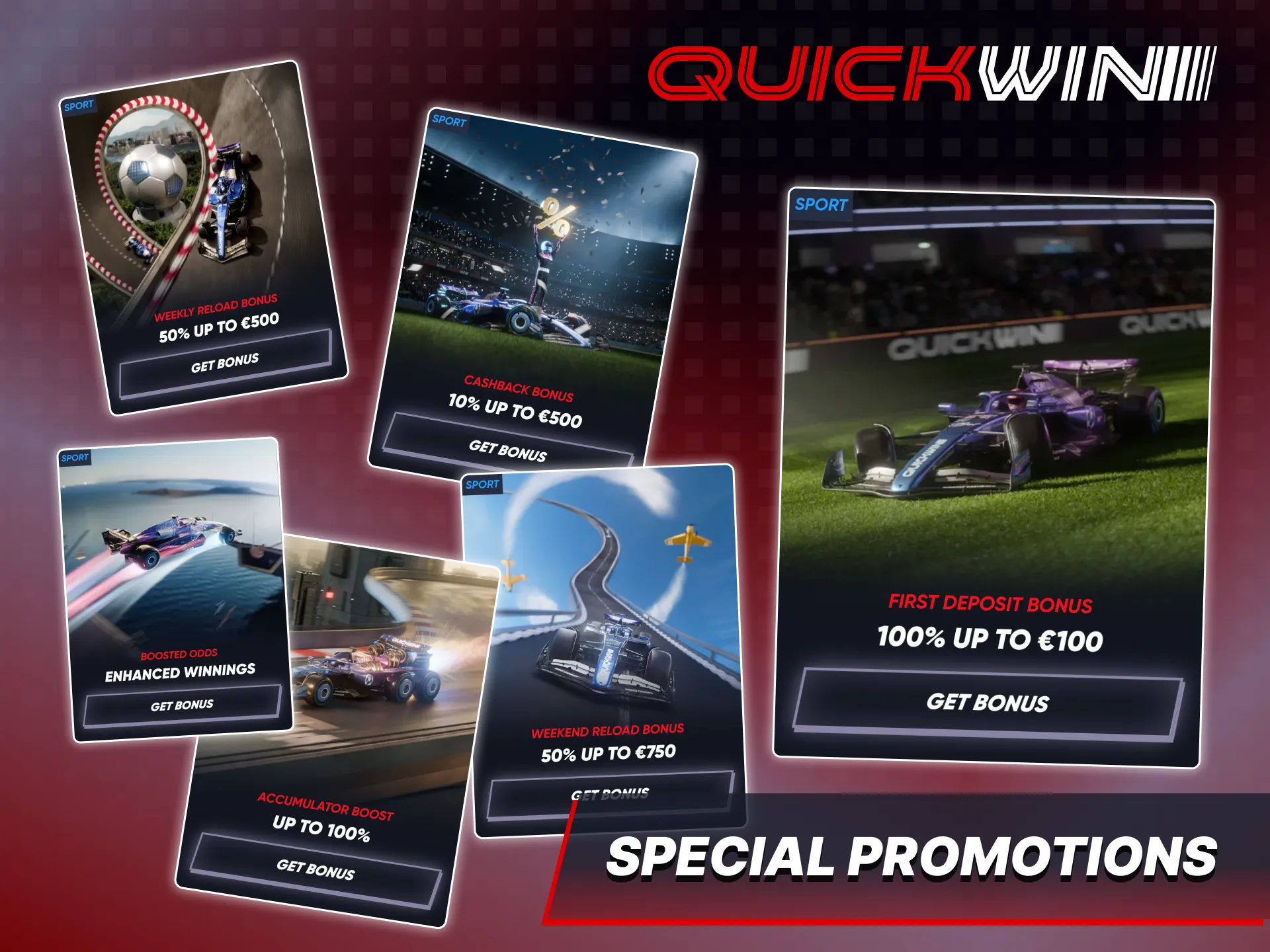 Quickwin provides various bonuses and promotions for sports betting.
