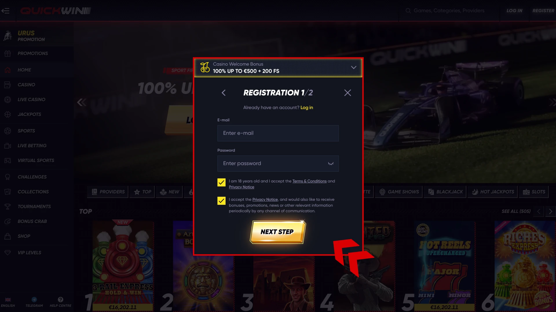 Visit the Quickwin website and start creating your account.