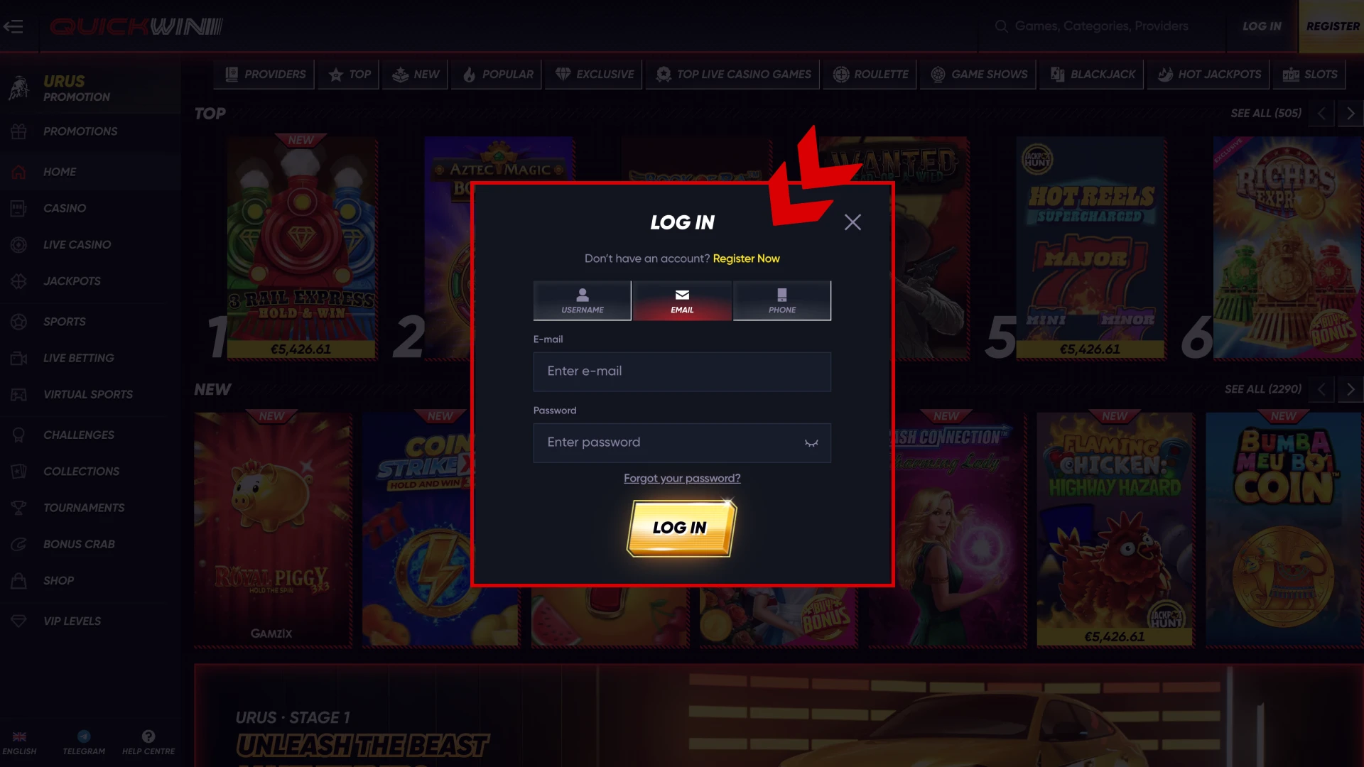 Enter your email and password to log into your Quickwin account.